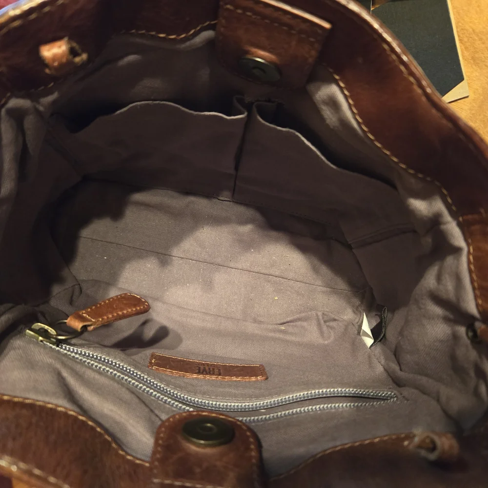 Frye Brown Leather Melissa Mini Tote with Vintage Finish
